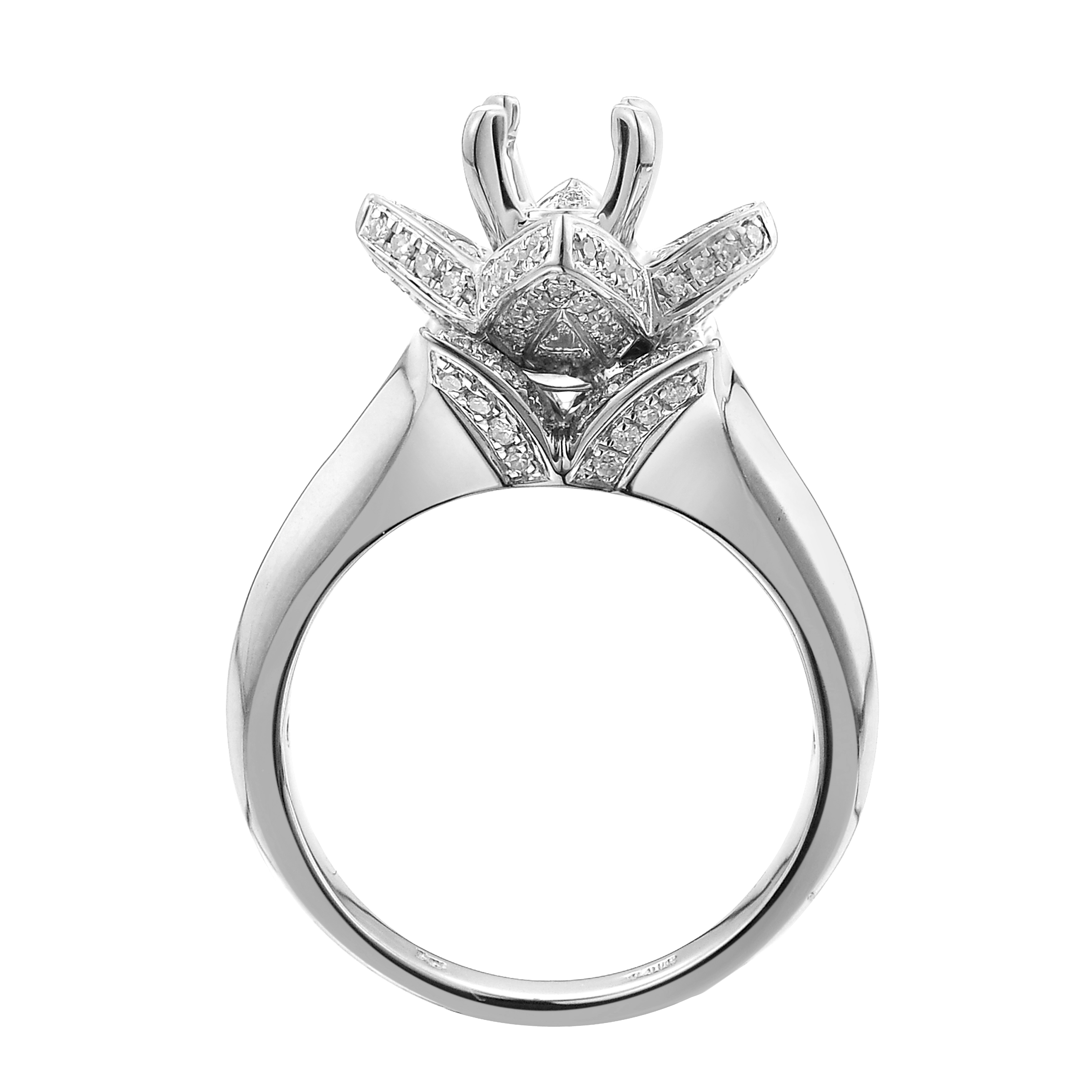 Diamond Engagement Mounting Ring  0.88 ct. 14K White Gold